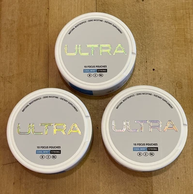 3 NEW SEALED Ultra Focus Pouches Strong Cool Mint 15 Pouches Exp: 01/2027 - Image 1 of 4