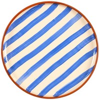 Teller Dessertteller Essteller Flachteller Kuchenteller 20Cm Blau Beige Streifen