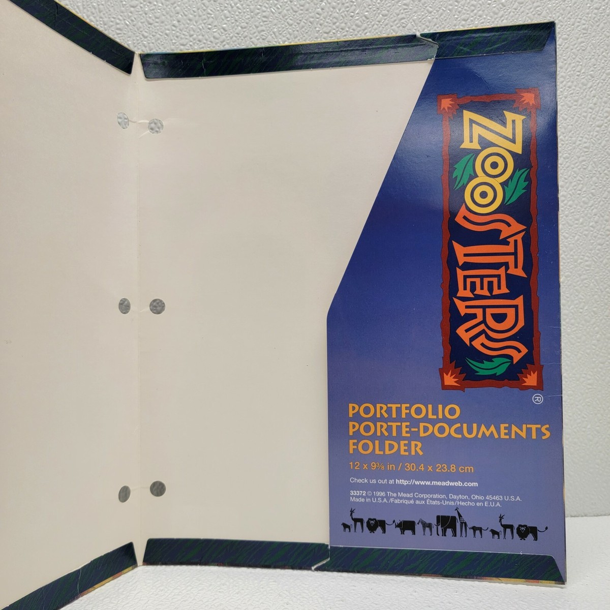Vintage 1996 Mead Zoosters Bear Portfolio Folder Animals Kids 90s