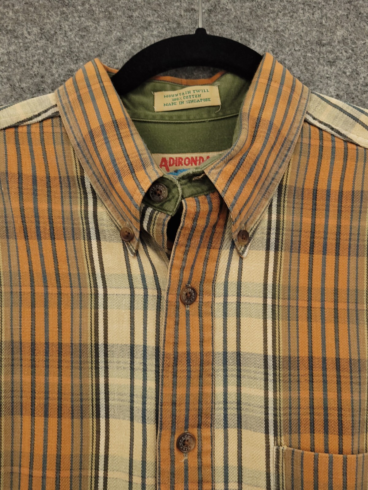 FILA Camicia Adirondack by Savile Rowe da uomo grande con bottoni manica lunga a quadretti arancione