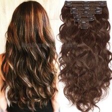 Thick FULL Wavy Clip In Double Weft Remy Human Hair Extensions 150G Volume LONG