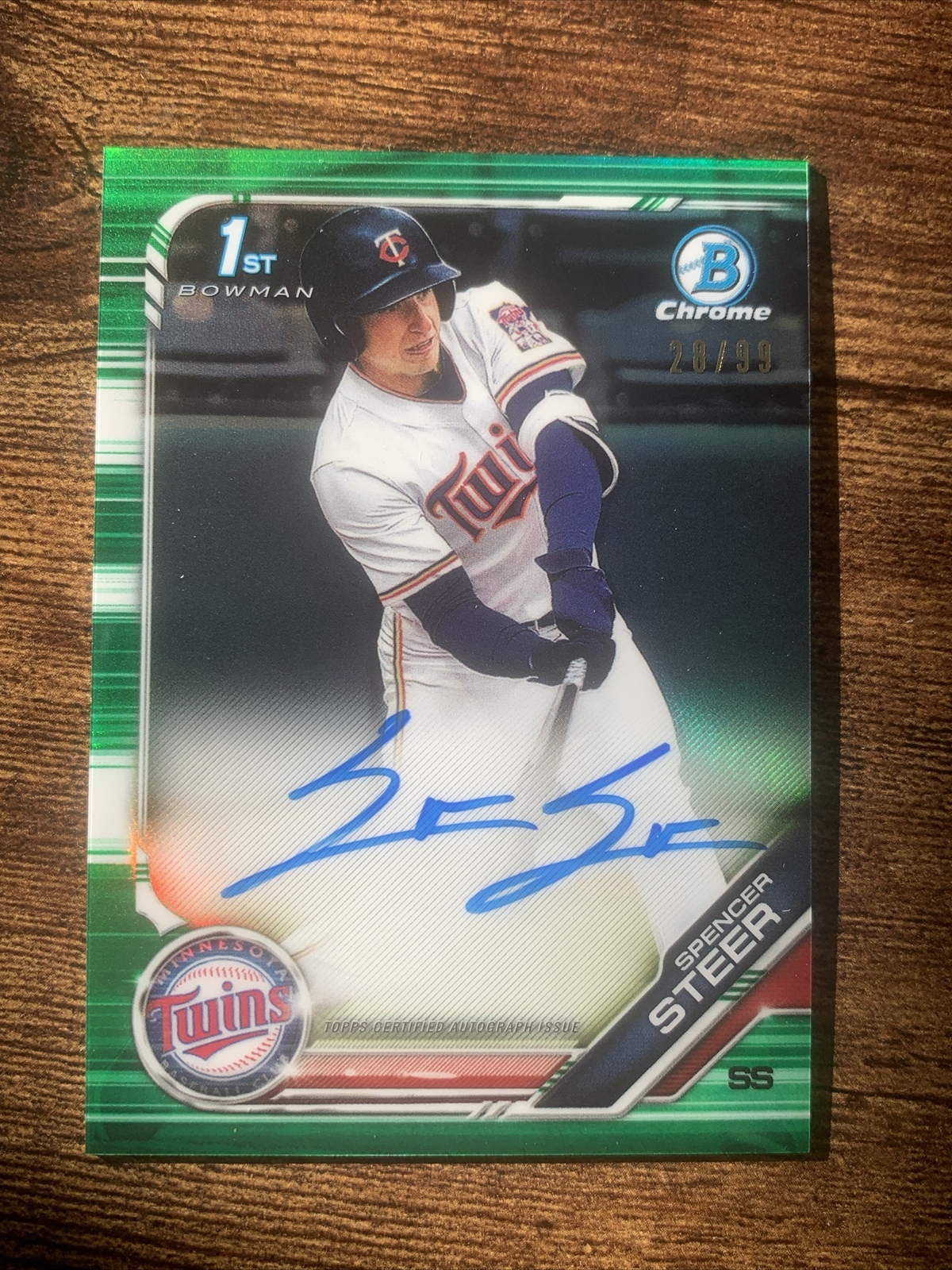 2019 Bowman Chrome Auto Green /99 Spencer Steer 1st Rookie  #CDA-SST RC Reds 🔥