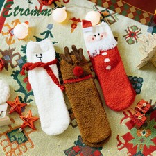 3 Pairs Womens Christmas Crew Socks Winter Soft Warm Slipper Socks Xmas Gift US