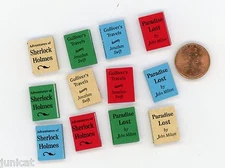 Miniature Dollhouse 12 Books / w/ NO Printing / 778