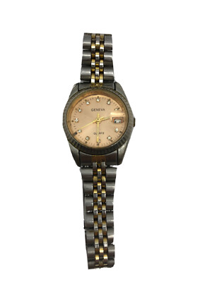 Women\'s Geneva stainless steel watch w/ stones Geneva Ladies Silver Tone Tone 22mm Genuine Diamond Faceted  main image 4