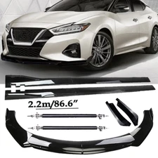 Front Bumper Lip Spoiler Kit +86.6" Car Side Skirt For Sentra Altima Maxima