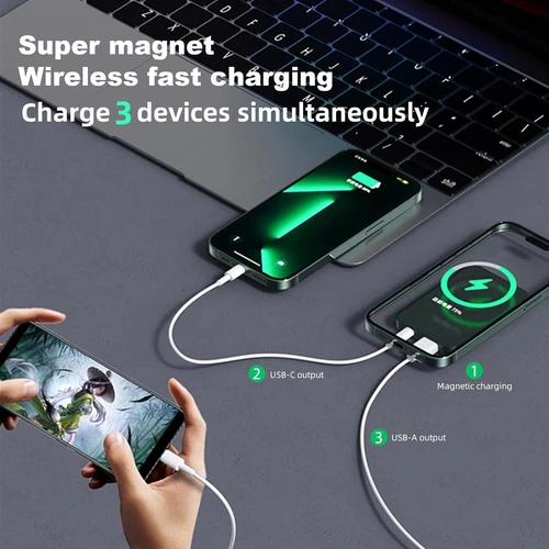 MagSafe Wireless Charging Power Bank for iPhone 15/14/13/12/11/XR High Capacity - Picture 2 of 12