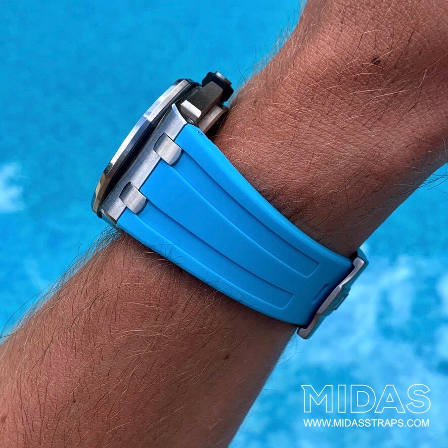 42mm Royal Oak Offshore Diver Light Blue Rubber Watch Strap