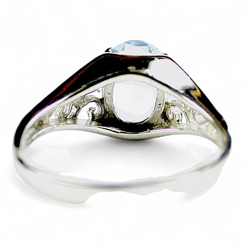 Aquamarine, Solid 925 Sterling Silver Ladies Ring,SR005 - Picture 4 of 5