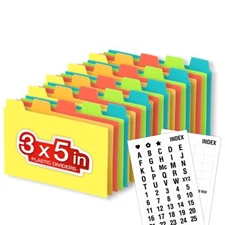 3x5 Plastic Index Card Dividers,Blank Stickers, Pack of 25