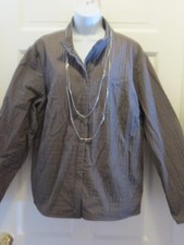 Eileen Fisher Womens Plus Taupe Gray Crinkle Nylon Cotton Jacket Coat Size 2x