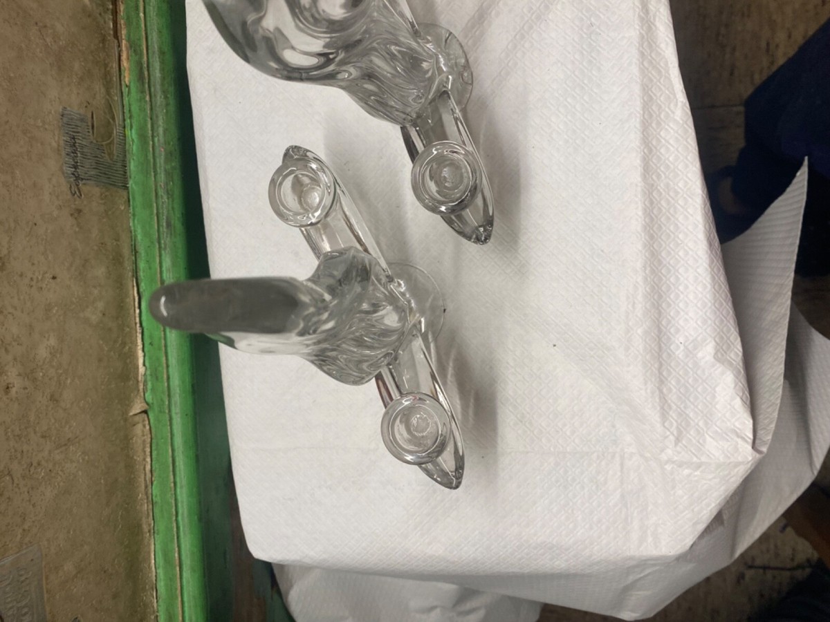 Lot De 2 Chandeliers En Cristal – Bougeoirs Vintage Années 60 Style St Louis