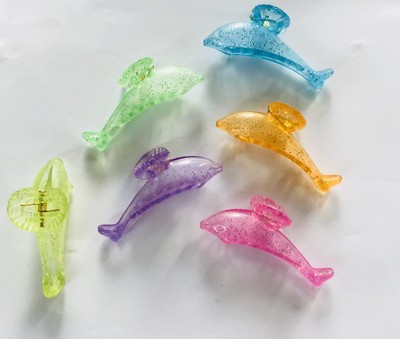 6 X Mini Dolphin Pastel Blue Pink Lilac Hair Grip Clip Claw Clamp