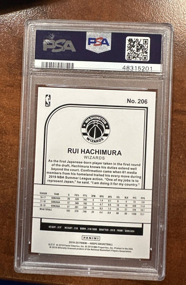 2019 PANINI HOOPS PREMIUM #206 RUI HACHIMURA PSA 10 GEM MINT