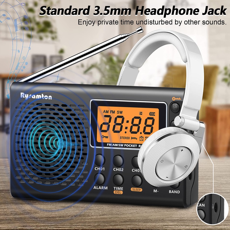 Portable FM/AM/SW Radio Receiver Digital LCD Display Clock Loud Speaker ...
