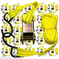NEW Ratchet Tie Down Cargo Straps 1" inch x 13' Ft with S Hooks - 48 Lot Pack