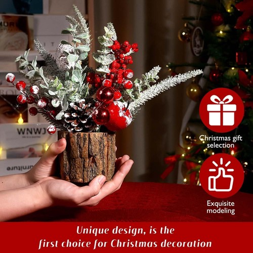 2Pcs Artificial Mini Tabletop Christmas Tree Decorations with Ornaments for Home - Picture 3 of 7