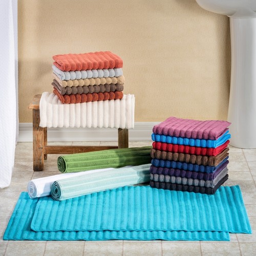 Ribbed Bath Mat Set of 2, Soft & Absorbent 1000 GSM Cotton Bathroom Mats - Picture 1 of 30