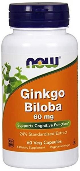 Now Foods, Ginkgo Biloba 60Mg Kognitive Gesundheit 60 Veg. Kapseln Super Preis-image