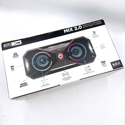 Altec Lansing Mix 2.0 Bluetooth Pool Speaker Grey Bass Boost 20+hrs Waterproof
