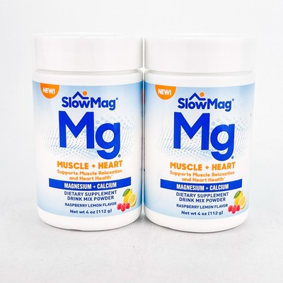 Slow Mag Mg Muscle Heart Drink Mix Powder Raspberry Lemon 4 Oz Each Lot BB 10/25
