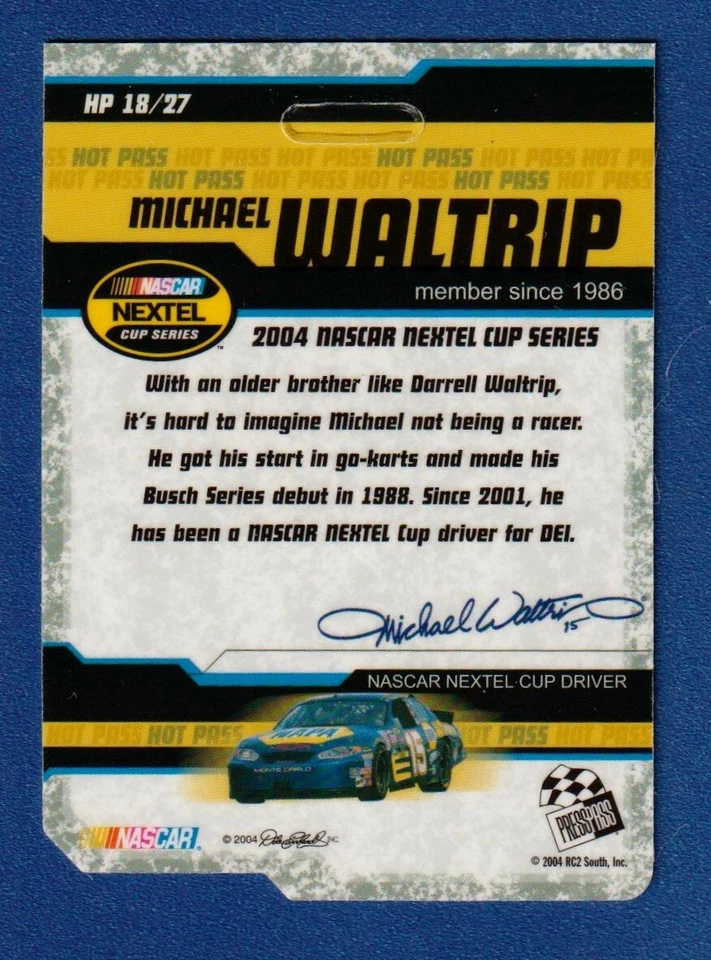 MICHAEL WALTRIP 2004 Press Pass PROMO Trackside Hot Pass National Convention 18! - Image 2 of 2
