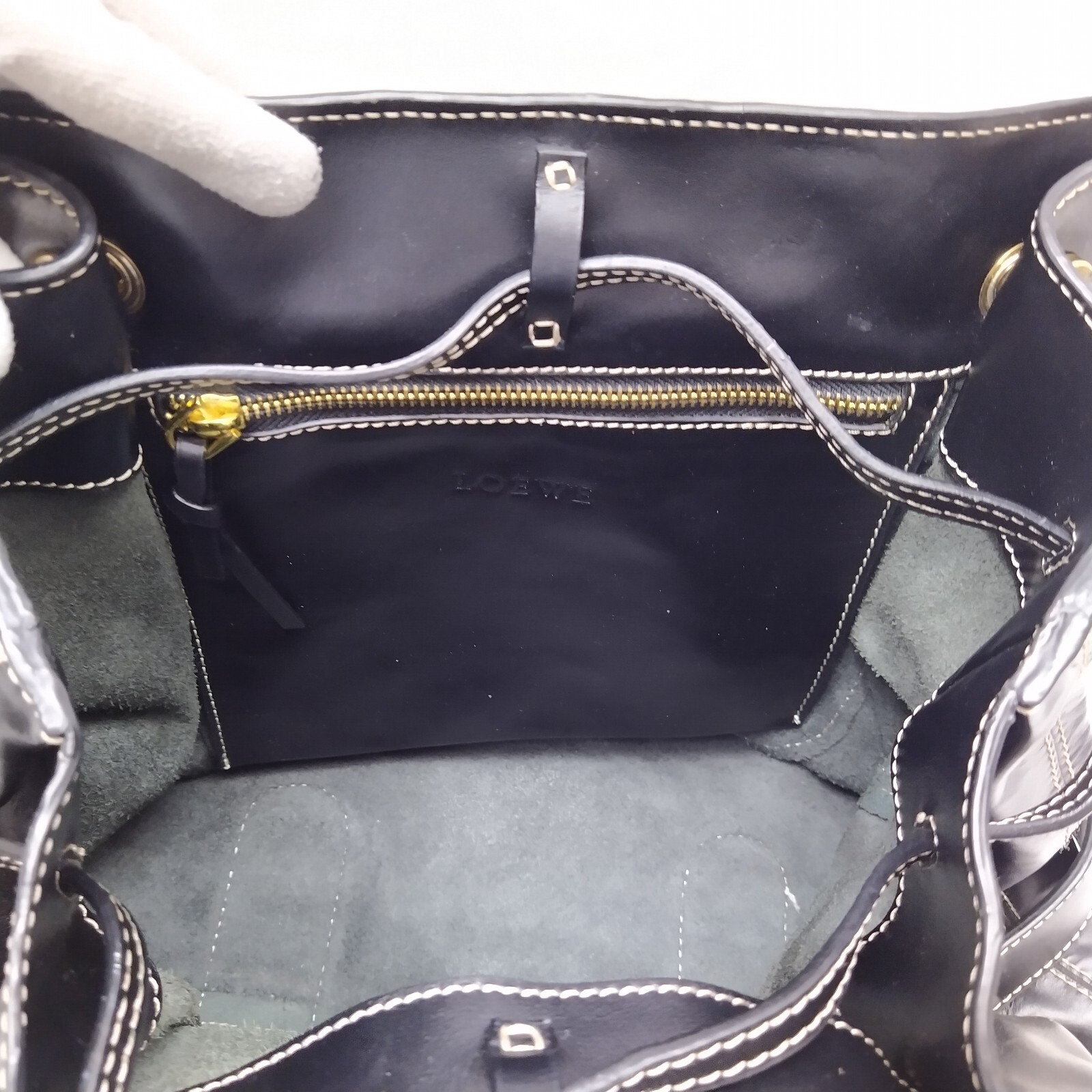 Loewe Black Leather Drawstring Pockets Double Han… - image 19