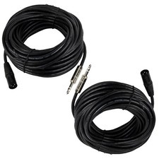 2-Pack 50ft 6.35mm Quarter Stereo DJs Cables to 3-Pin XLR Female PA Audio Cables
