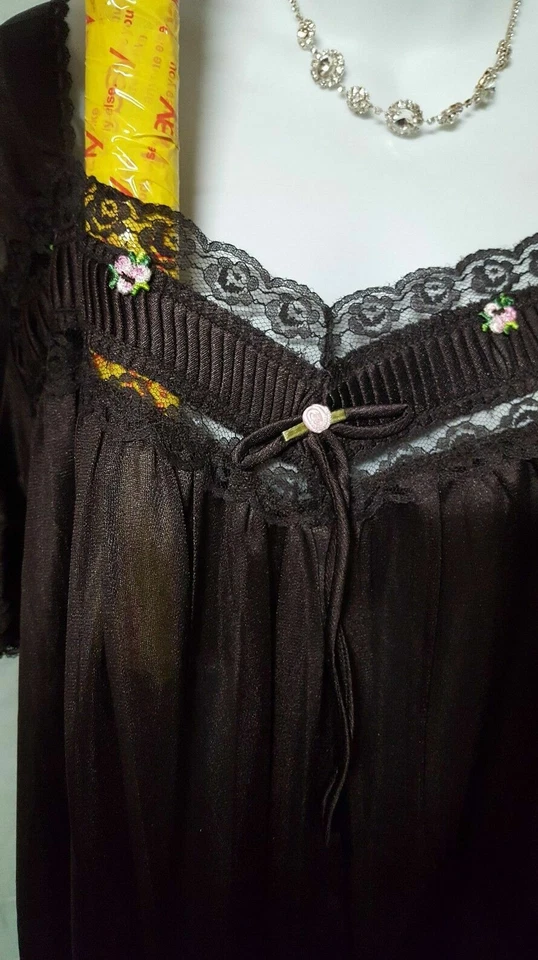 Camisón Comfort Choice Marrón Manga Larga Corta Talla M L 1X 2X 3X 4X 5X  Foto 3 de 4