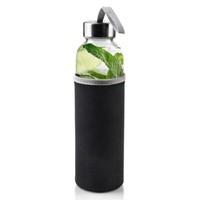 Isolierflasche Glasflasche Wasserflasche Mit NeoprenhüLle Schwarz 490 Ml