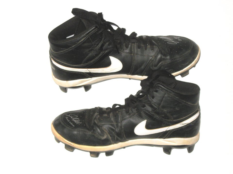 JALEN MILLER 2021 MISSISSIPPI BRAVES GAME WORN NIKE AIR JORDAN BASEBALL CLEATS
