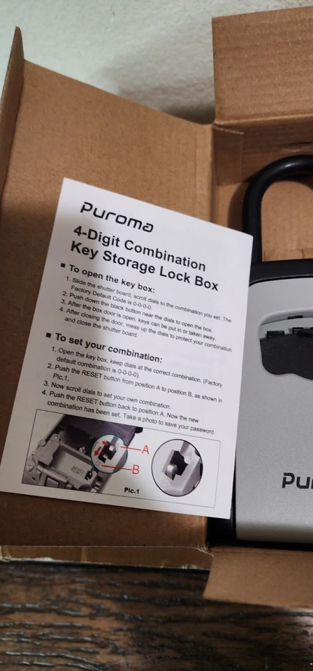 Puroma 2-Pack Lock Box, Large Key Lock Box Resettable Combination Lockbox,  - Image 4 of 4