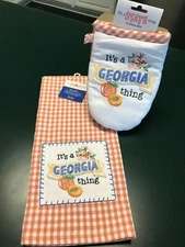 It's A Georgia Thing Georgia Peach Tea Dish Towel & Oven Mitt Kay Dee Designs