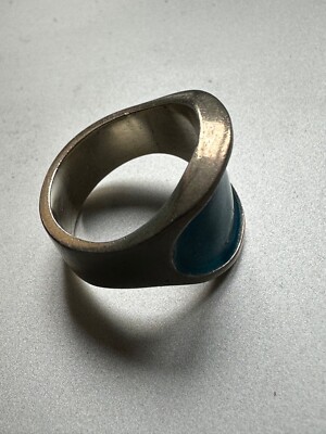 フランス シルバーリング/French vintage silver ring フランス 70s リング 指輪 ディープブルー ガラス シルバー
