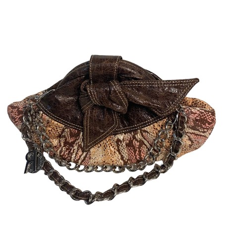 Bolso sin asas Rampage Hobo Pitón Serpiente Marrón Rosa Naranja Marco Cadena�� Bolso de mano - Imagen 2 de 8