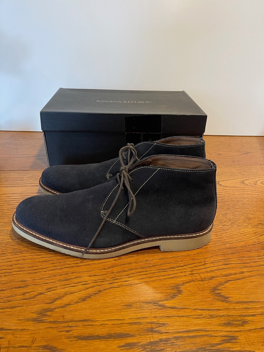 MENS BANANA REPUBLIC Grey Black Suede Canvas Chukka Ankle Boots Lace Up Shoes 11 Banana Republic Men main image 3
