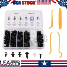 100Pack Universal Rivet Clips Car Retainer Fender Liner Fastener 6 Size w/ 4Tool
