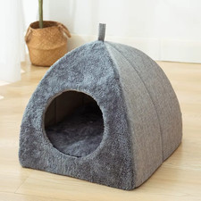 New Triangular Enclosed Cat House - Warm Plush Pet Bed-Cozy Shelter
