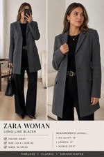 Zara Woman Gray Longline Blazer Jacket Size 8 Career Corpcore Heritage Office