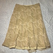Y2k Vintage Lauren Ralph Lauren Beige Paisley Silk Skirt Stretch Medium