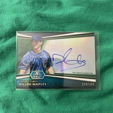DILLON MAPLES 2012 BOWMAN PLATINUM GREEN AUTOGRAPH PROSPECT CARD 274/399 CUBS