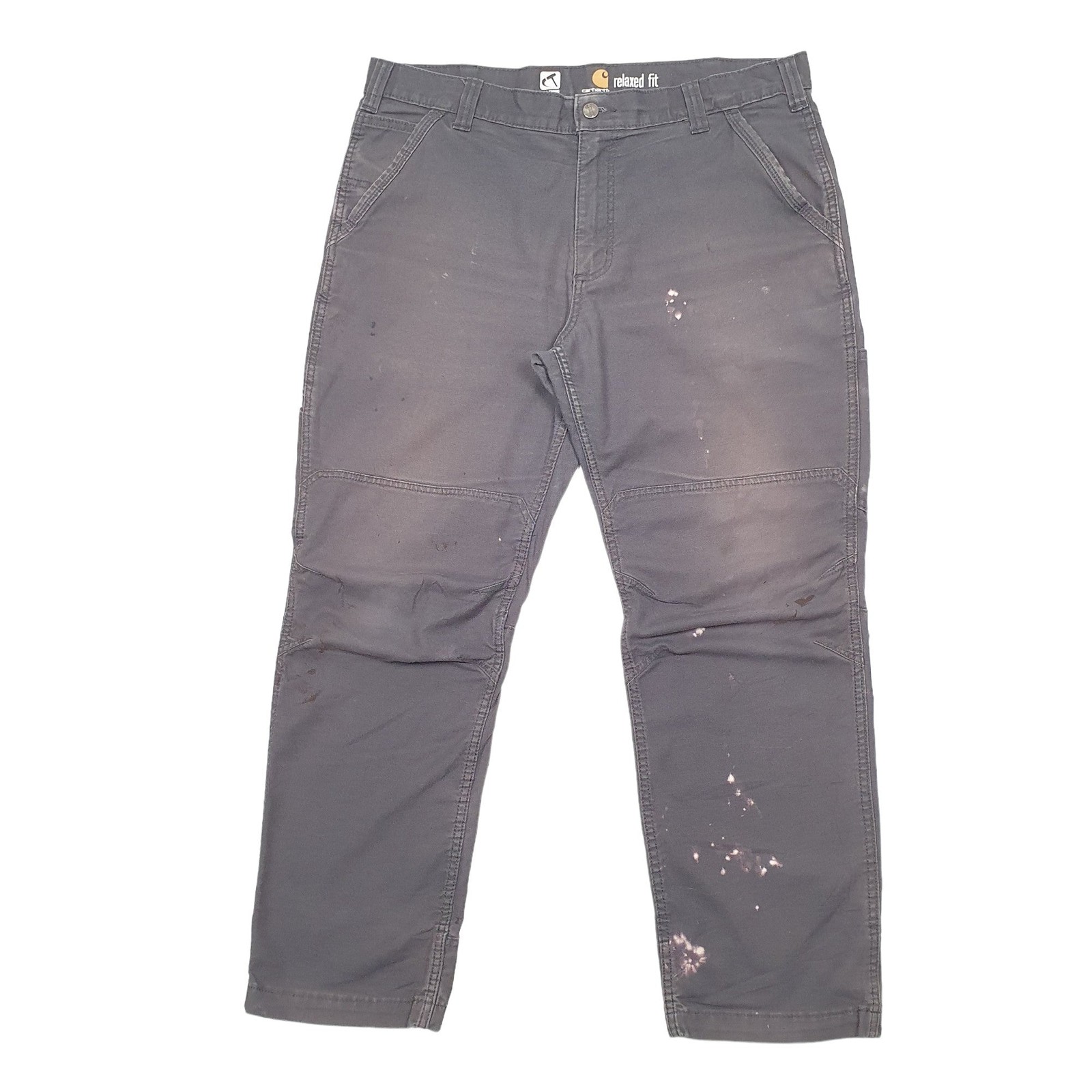 Mens Carhartt Grey Carpenter Cotton Trousers W38 L30 image 2