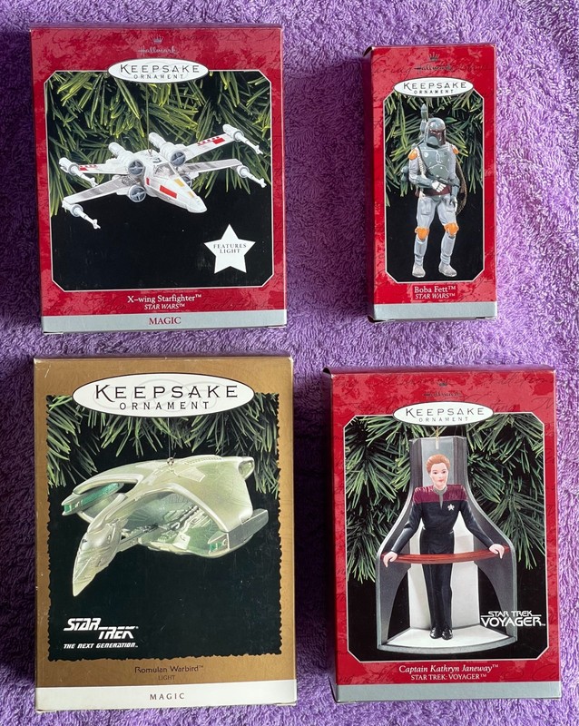 Star Wars ~ Star Trek ~ Hallmark Keepsake Ornaments ~ Lot of 4 ~ 1995-1998