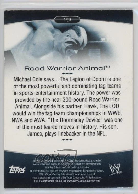 2010 Topps Platinum WWE Rainbow ( Pictured) Road Warrior Animal Hawk #19 - Image 2 of 2