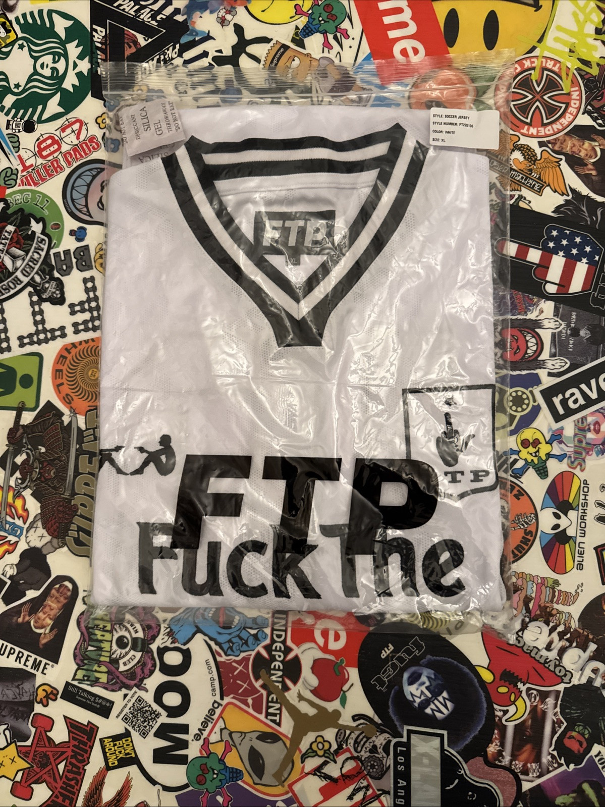 FTP Club Soccer Jersey Kappa Size XL White New Bust A #10 FuckThePopulation