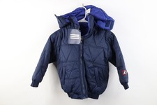 Deadstock Vintage 90s Streetwear Boys XL Reversible Hooded Puffer Jacket Blue