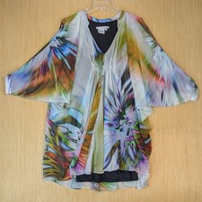 Maggy London Women Abstract Colorful Boho Artsy Kimono Sleeve Mini Dress Tunic 6