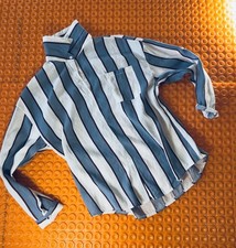 Small Women  s Striped Button Up With Contrast Cuffs