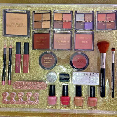 Ellen Tracy Complete Beauty Makeup Set | 25 Pieces w/ Brushes & Nail Kit