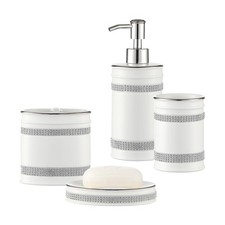 Bathroom Set, 4-Piece Ceramic Bath Accessory Complete Set with Lotion Dispens...